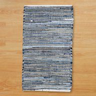 Middelgrote Jute en Gerecycled Katoen Tapijt - 90x150cm - Blauw