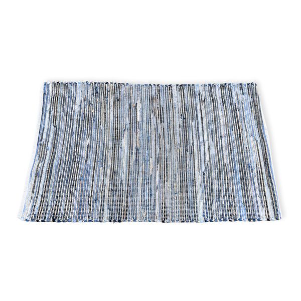Grote Jute en Gerecycled Katoen Tapijt - 130x170cm - Blauw