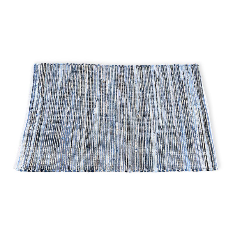 Grote Jute en Gerecycled Katoen Tapijt - 130x170cm - Blauw