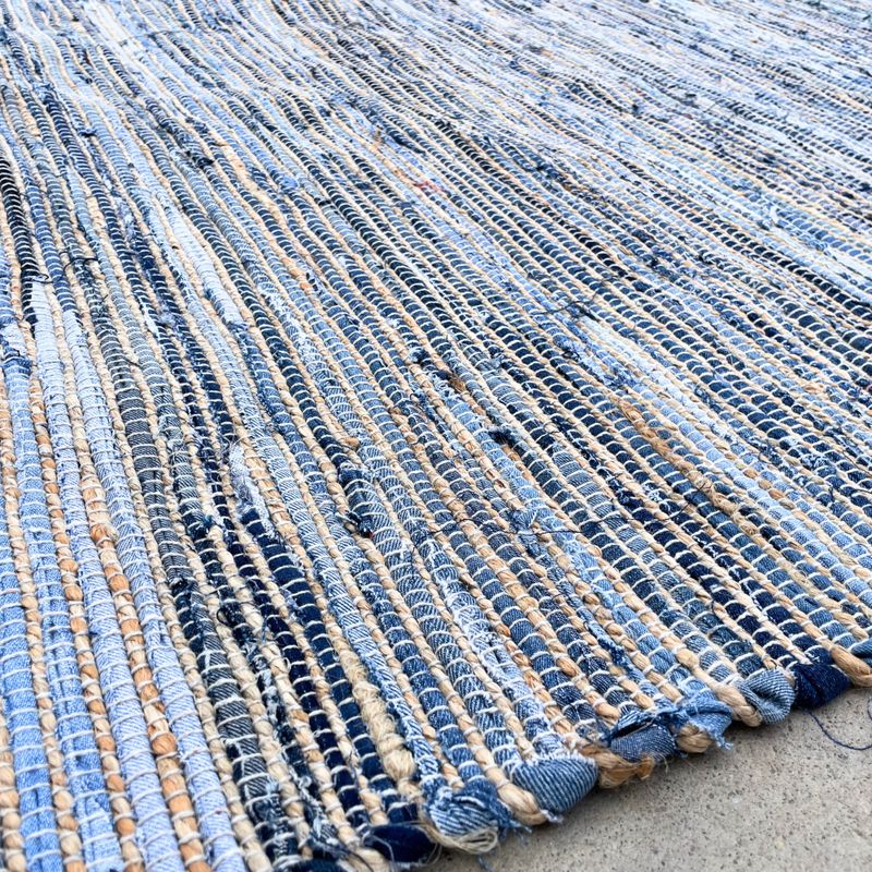 Grote Jute en Gerecycled Katoen Tapijt - 130x170cm - Blauw