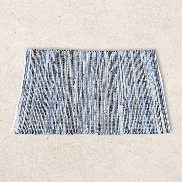 Grote Jute en Gerecycled Katoen Tapijt - 130x170cm - Blauw