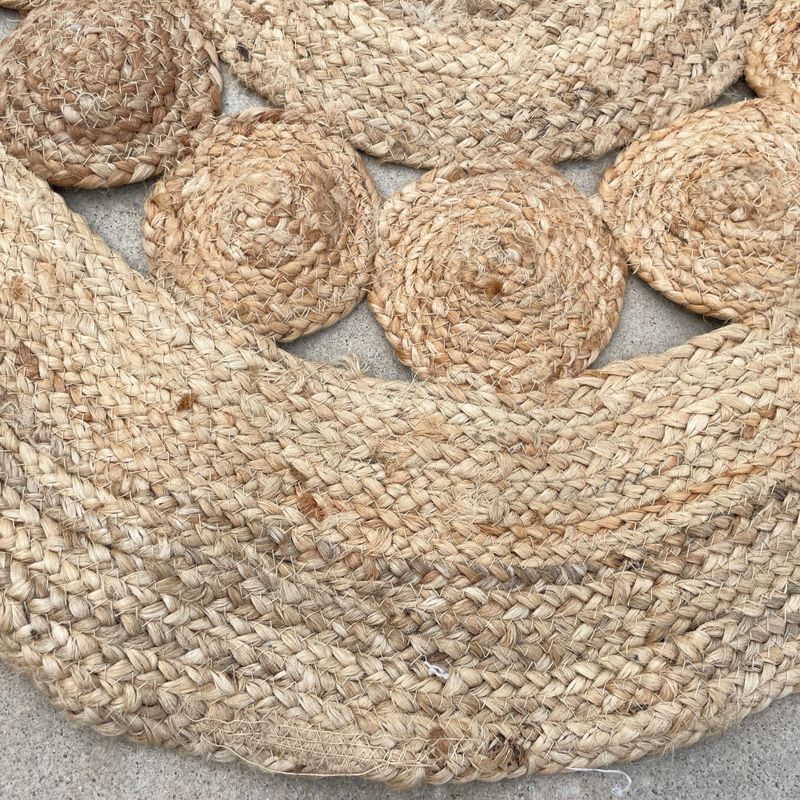 Rond Zacht Jute Tapijt met Cirkelpatroon Binnenin - 90cm