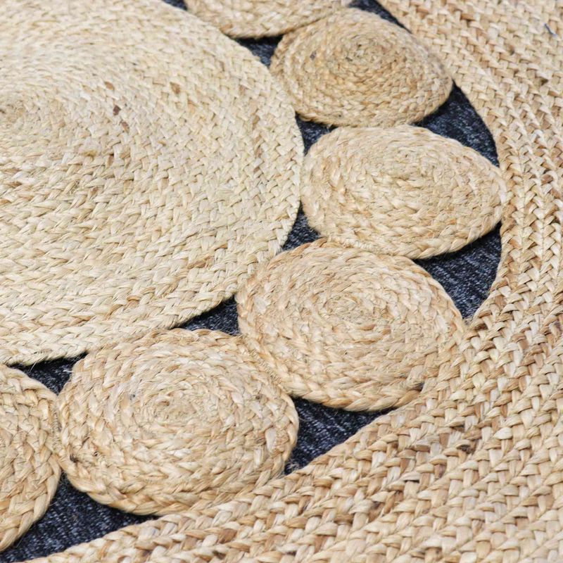 Rond Zacht Jute Tapijt met Cirkelpatroon Binnenin - 90cm