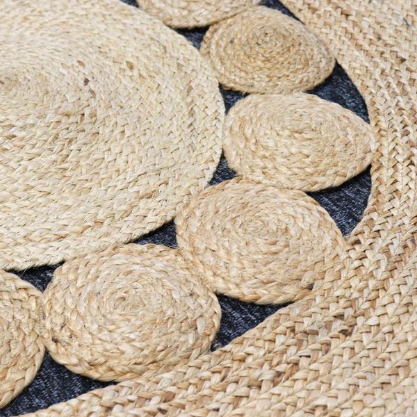 Rond Zacht Jute Tapijt met Cirkelpatroon Binnenin - 90cm