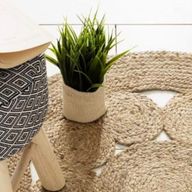 Groot Rond Zacht Jute Tapijt met Cirkelpatroon Binnenin - 120cm