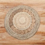 Groot Rond Zacht Jute Tapijt met Cirkelpatroon Binnenin - 120cm