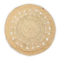 Groot Rond Zacht Jute Tapijt met Cirkelpatroon Binnenin - 120cm