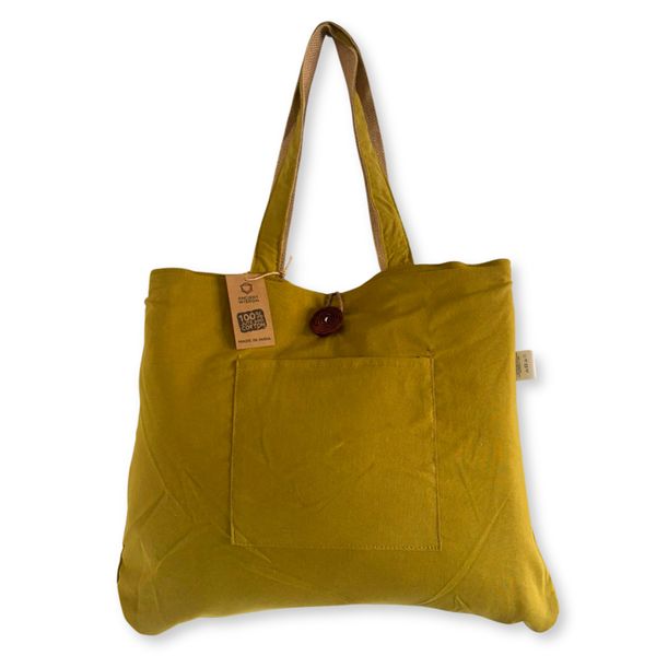Jute & Katoen Omkeerbare Grote Tas - Pistache