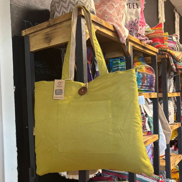 Jute & Katoen Omkeerbare Grote Tas - Pistache