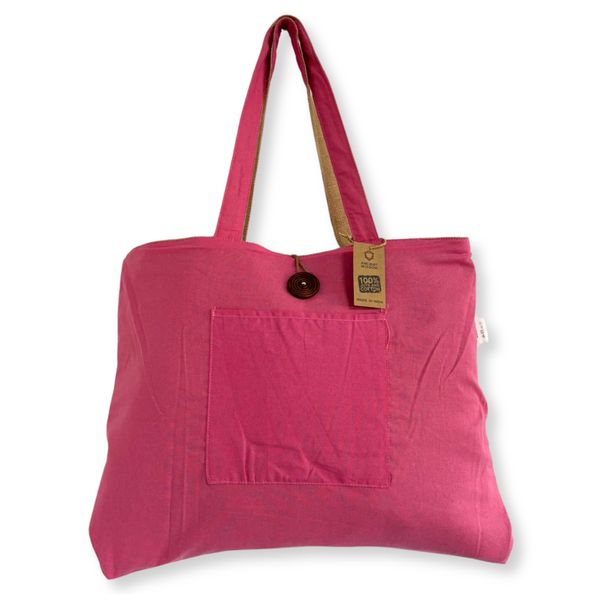 Jute & Katoen Omkeerbare Grote Tas - Roze