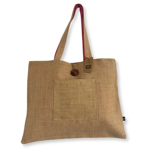 Jute & Katoen Omkeerbare Grote Tas - Roze