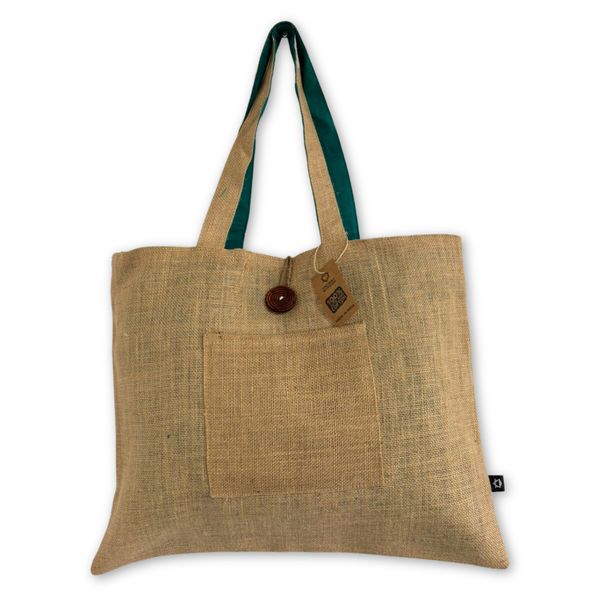 Jute & Katoen Omkeerbare Grote Tas - Teal