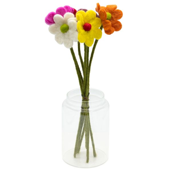 Viltbloemen - Madelief (gemengde kleuren)