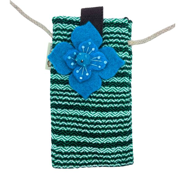 Telefoonhouder Tas Strepen Groen - bloemen decor