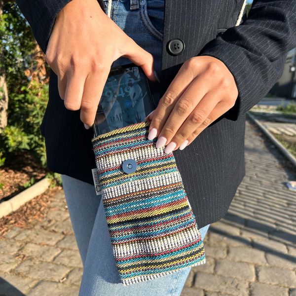 Telefoonhouder Tas Strepen Multi en Wit - uil decor