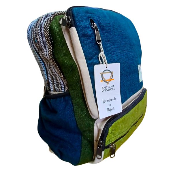 Grote Boxy Hennep Rugzak - Teal & Salie