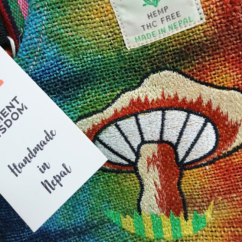 Hennep Geborduurde Paddenstoel Feesttas - Oranje Paddenstoelen