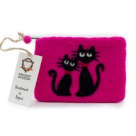 Natuurlijke Vilten Ritstas (assorti) - Twee Katten