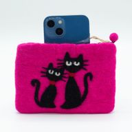 Natuurlijke Vilten Ritstas (assorti) - Twee Katten