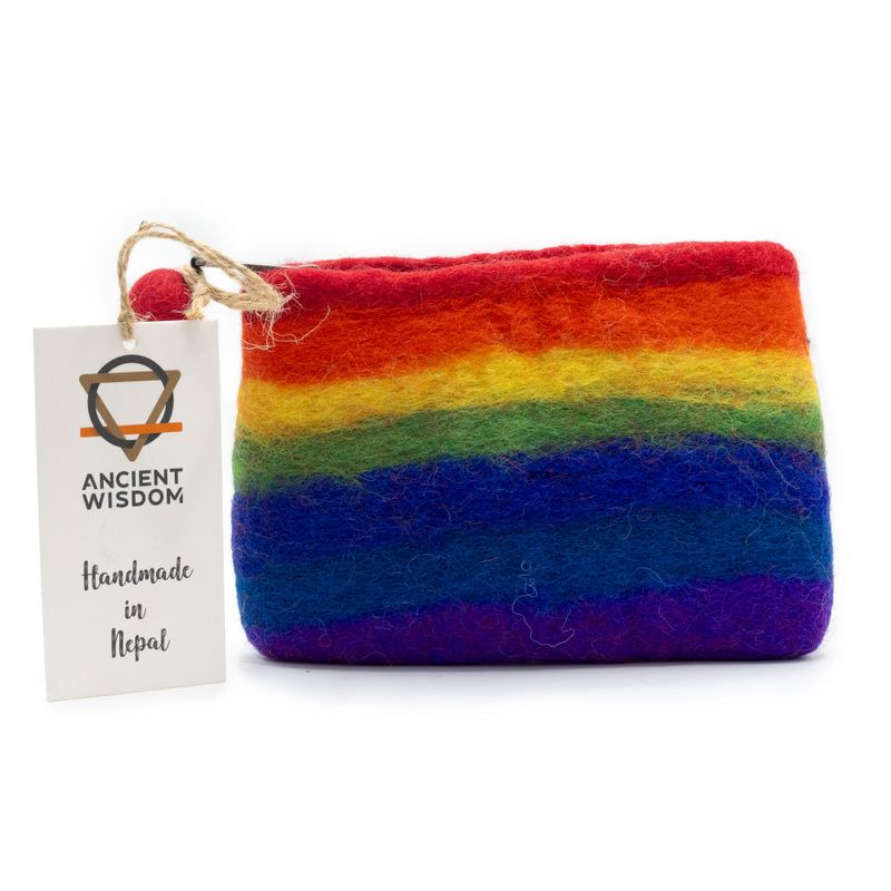 Natuurlijke Vilten Ritstas (assorti) - Regenboog