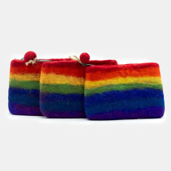 Natuurlijke Vilten Ritstas (assorti) - Regenboog