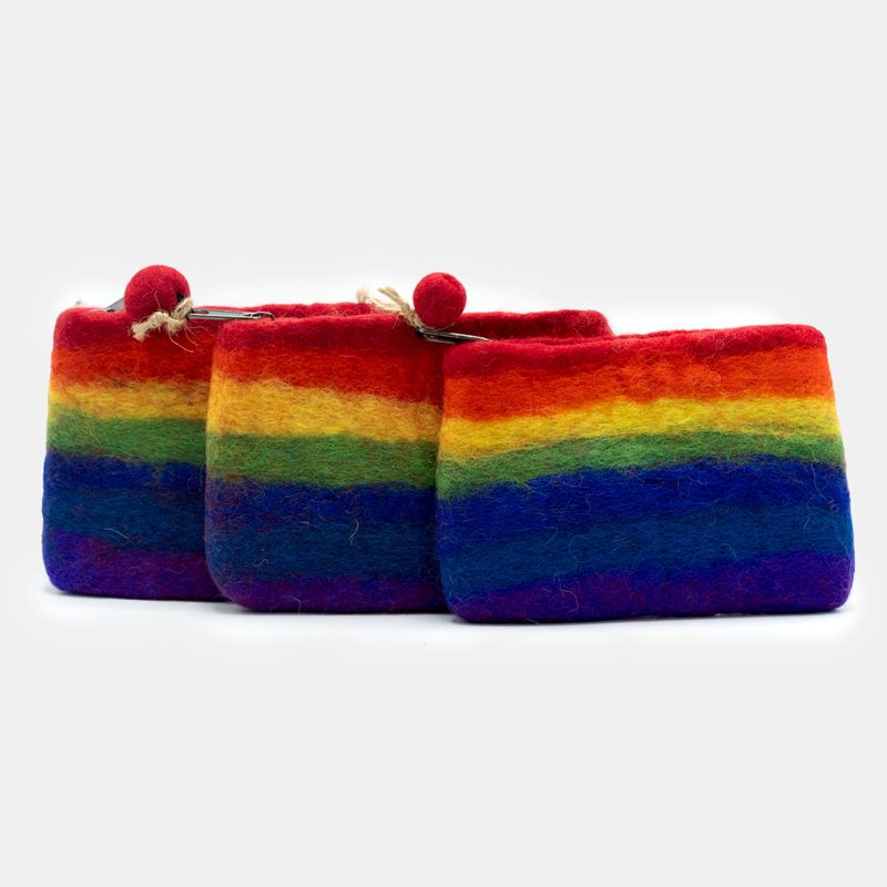 Natuurlijke Vilten Ritstas (assorti) - Regenboog
