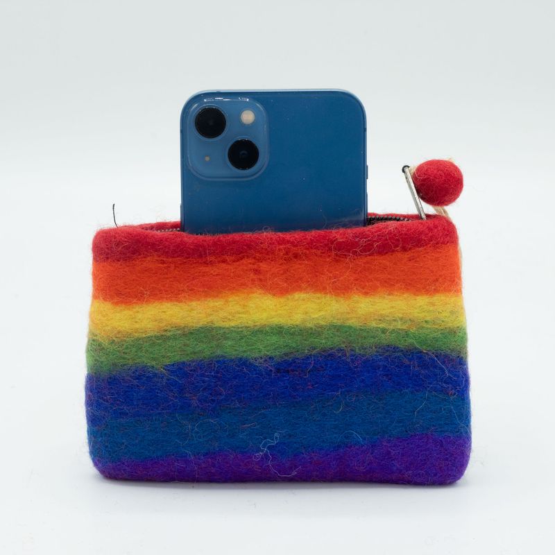 Natuurlijke Vilten Ritstas (assorti) - Regenboog