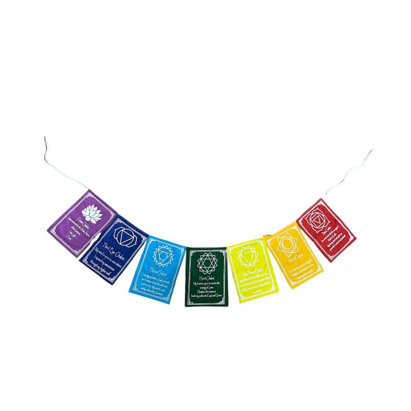 10x Zeven Chakra Kleuren & Mantra - Middel (7 vlaggen)