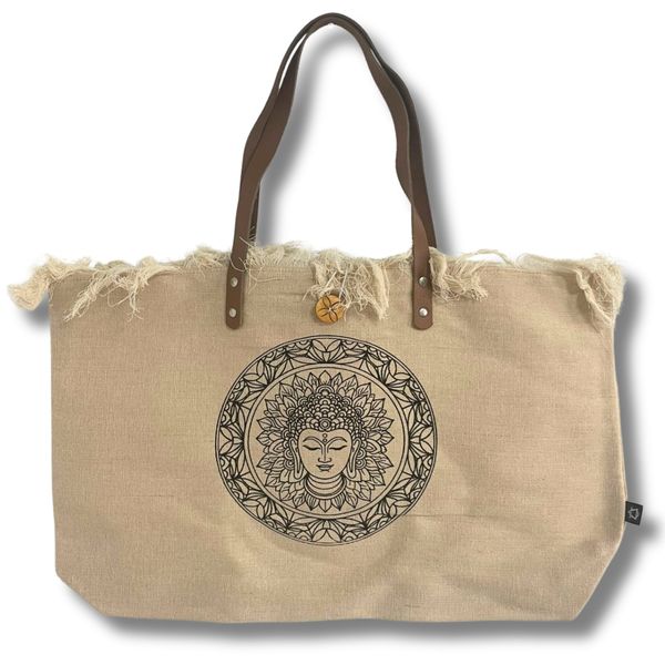 Natuurlijke Tote Bag met Leren Handvat - Inspiratie