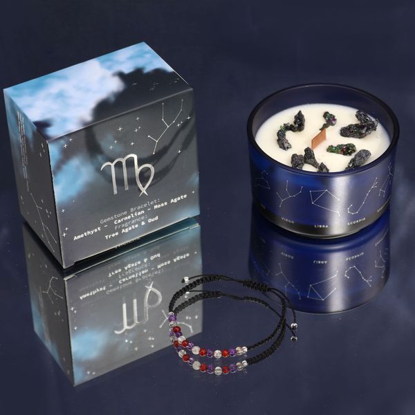 Zodiac Kristallen Kaars met Edelsteen Armband - Maagd