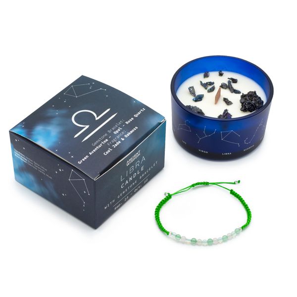 Zodiac Kristallen Kaars met Edelsteen Armband - Weegschaal