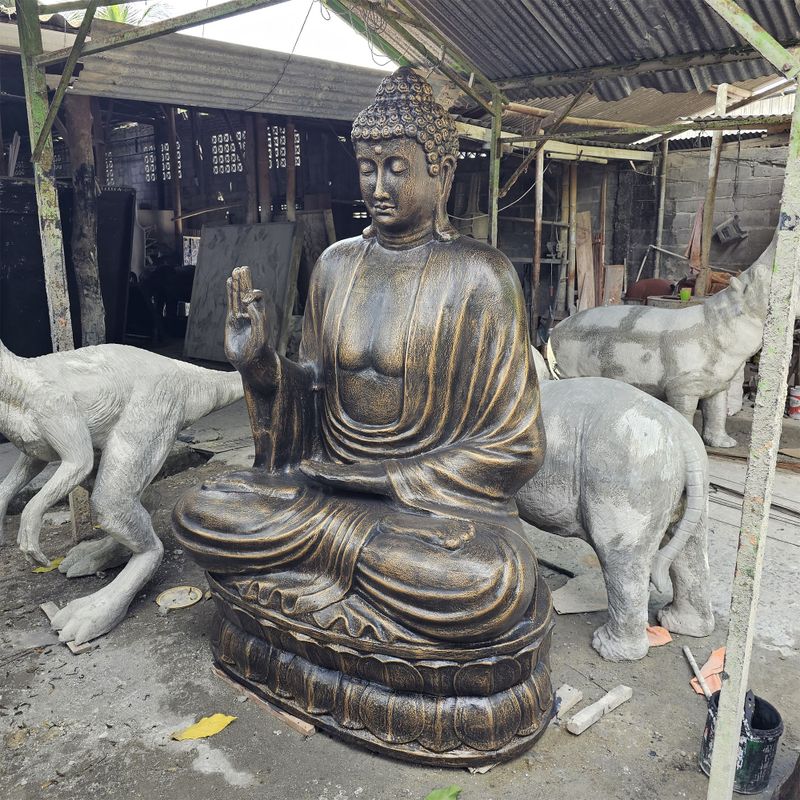 Grote Antiek Gouden Onderwijzende Boeddha op Lotus – 2 m