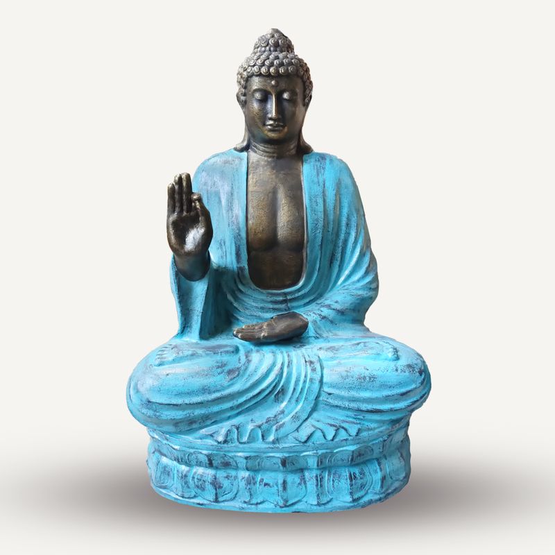 Grote Turquoise & Stenen Onderwijzende Boeddha op Lotus – 2 m