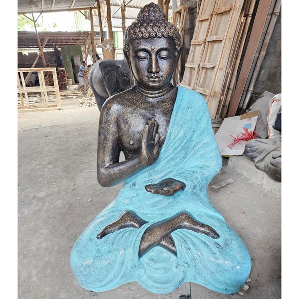 Grote Turquoise & Stenen Mediterende Boeddha in Stupa – 1,5 m