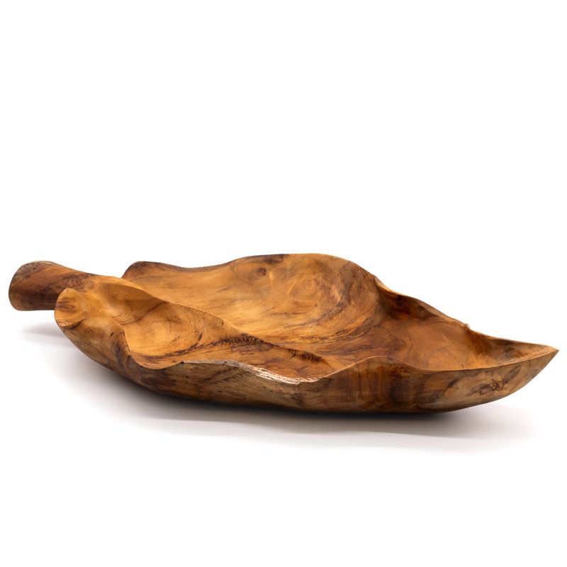 Grote Bladvormige Teakhouten Fruitschaal - 40x24x5cm