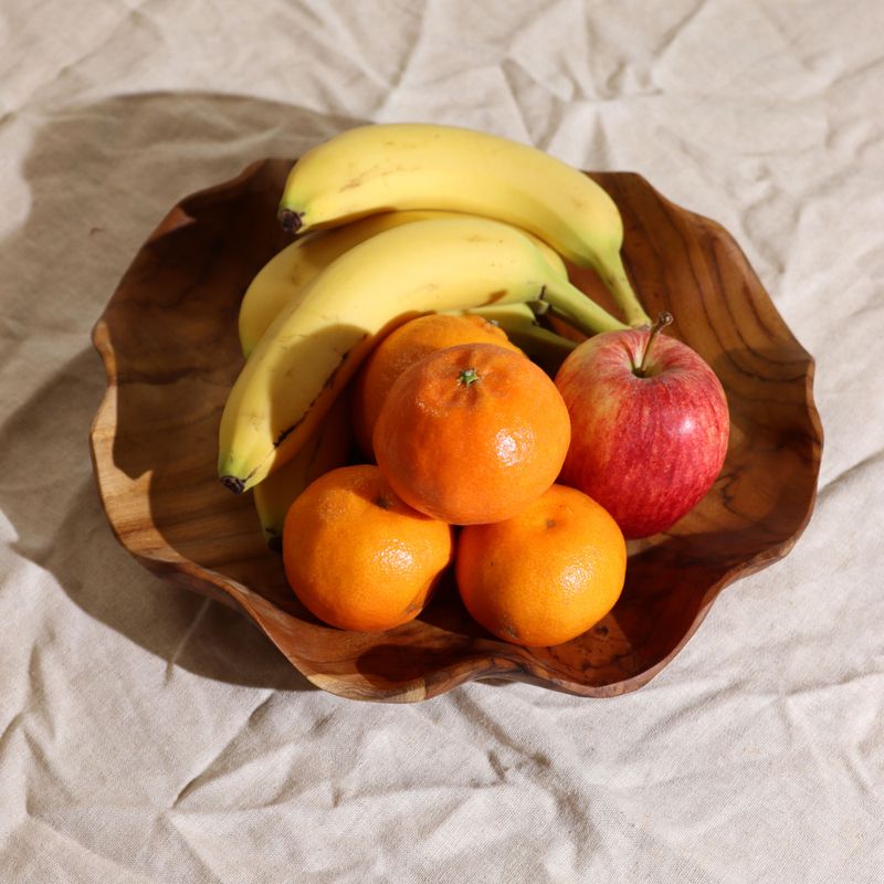 Gladde Ronde Teakhouten Fruitschaal - 28x5.5cm