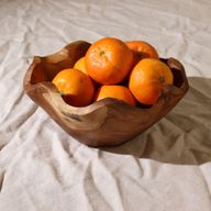 Middelgrote Gladde Teakhouten Fruitschaal - 21x9cm