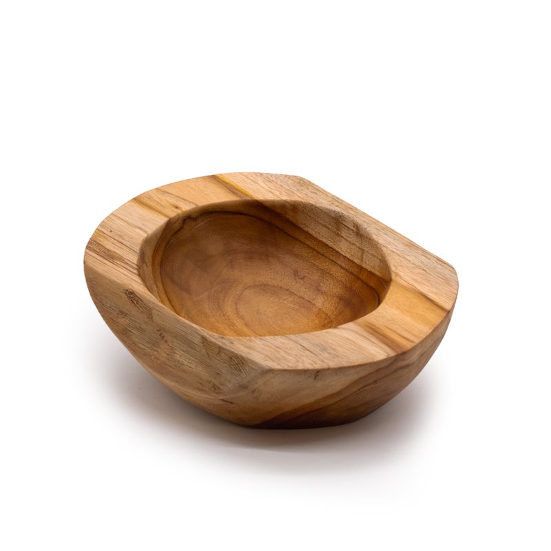 Middelgrote Natuurlijk Vormige Teakhouten Kom - 20x7cm