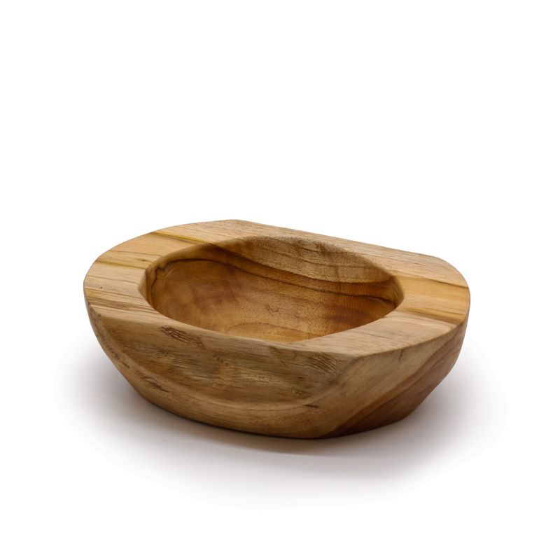 Grote Natuurlijk Vormige Teakhouten Kom - 25x7cm