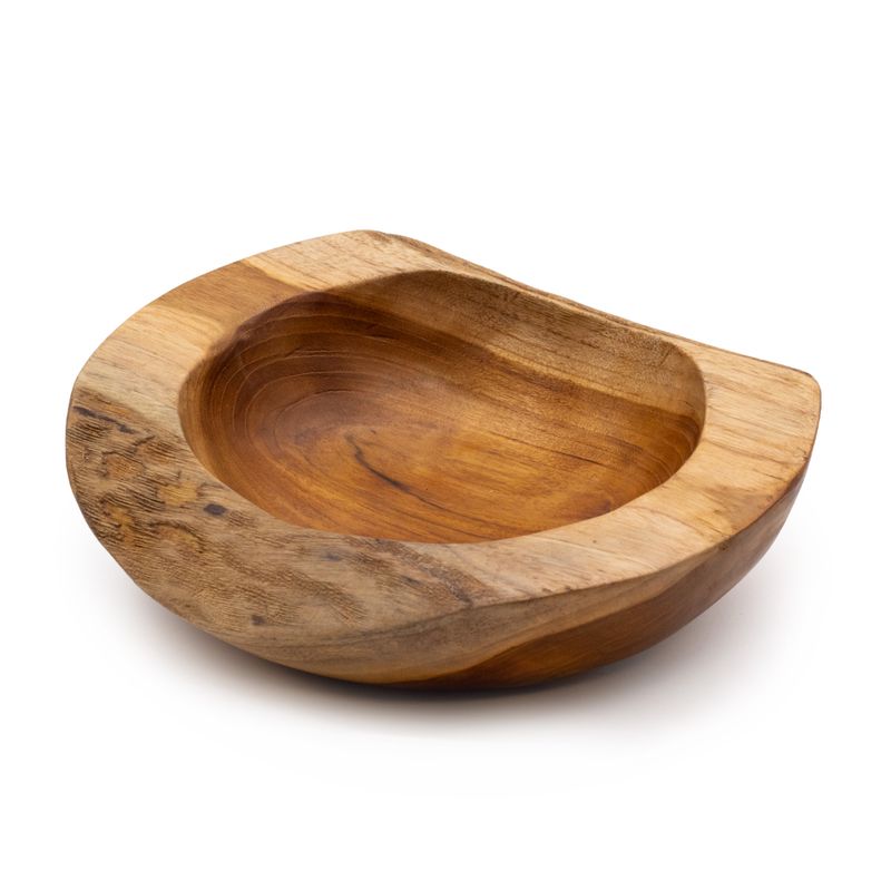 Grote Natuurlijk Vormige Teakhouten Kom - 25x7cm