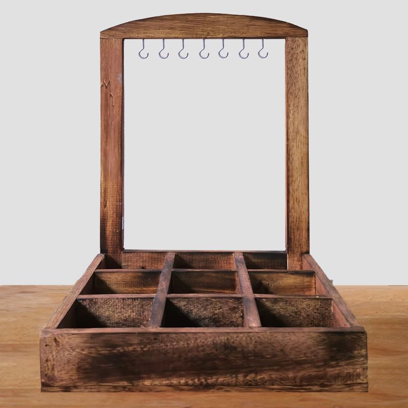 Hangstand & Display Tray - 9 (3x3) Vakken - Donker Hout
