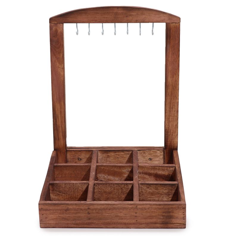 Hangstand & Display Tray - 9 (3x3) Vakken - Donker Hout