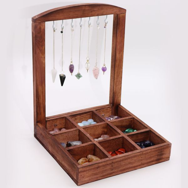 Hangstand & Display Tray - 9 (3x3) Vakken - Donker Hout
