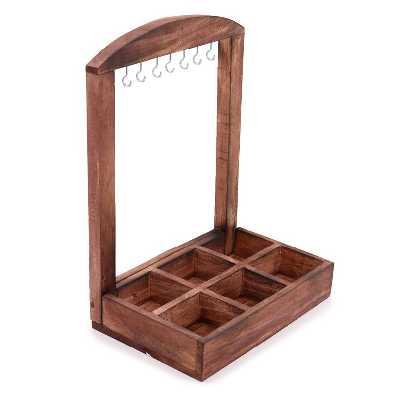 Hangstand & Display Tray - 6 (2x3) Vakken - Donker Hout