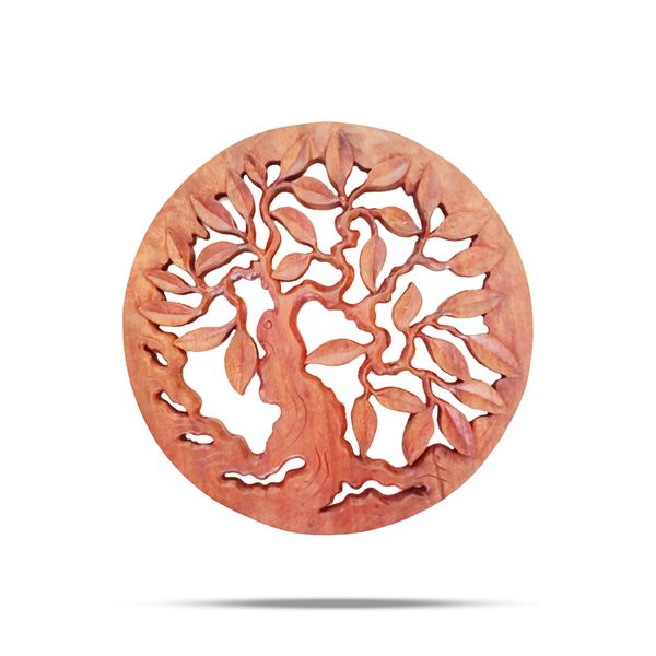 Rond Decoratief Houten Chunk Levensboom Paneel 30cm
