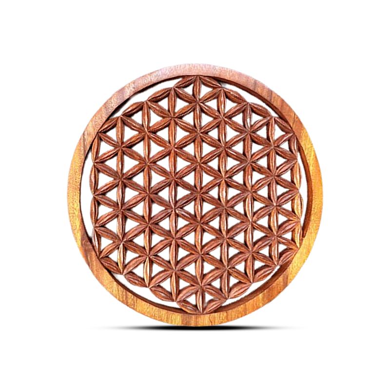Rond Decoratief Houten Bloem des Levens Paneel 40cm