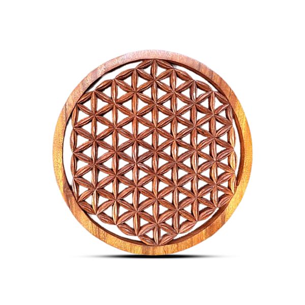 Rond Decoratief Houten Bloem des Levens Paneel 40cm