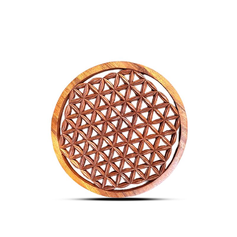 Rond Decoratief Houten Bloem des Levens Paneel 30cm