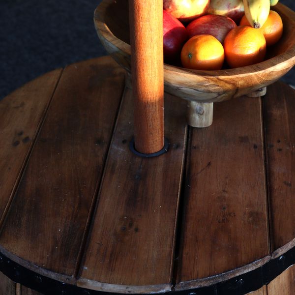 Beer Barrel Tafel & Parasolstandaard - Natuurlijk