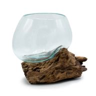Gesmolten Glas op Houten Stronk - Medium Kom